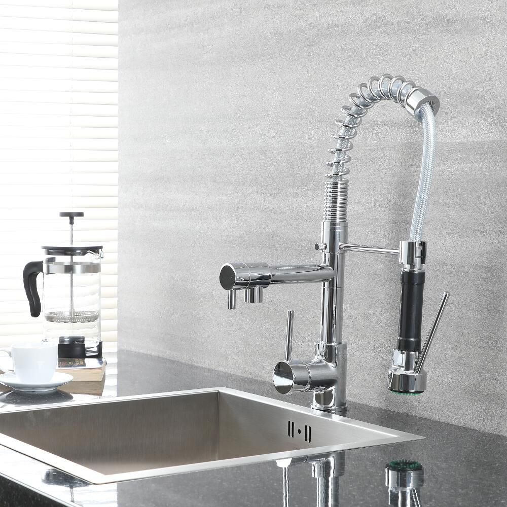 Square Contemporary Modern Compact Chrome Pull Out Kitchen Sink Mixer Tap Faucet 