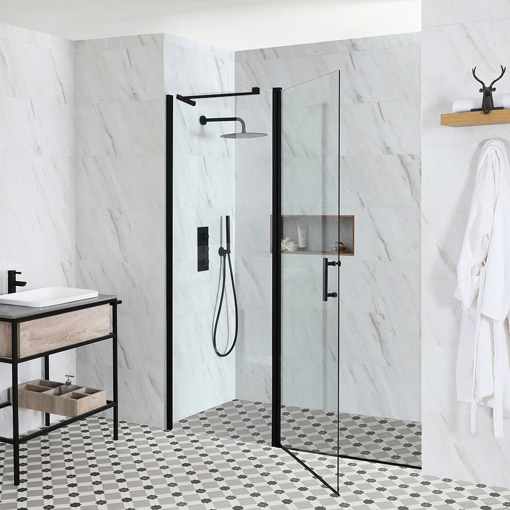 Milano Nero - Black Hinged Single Door Shower Enclosure - Choice of Sizes