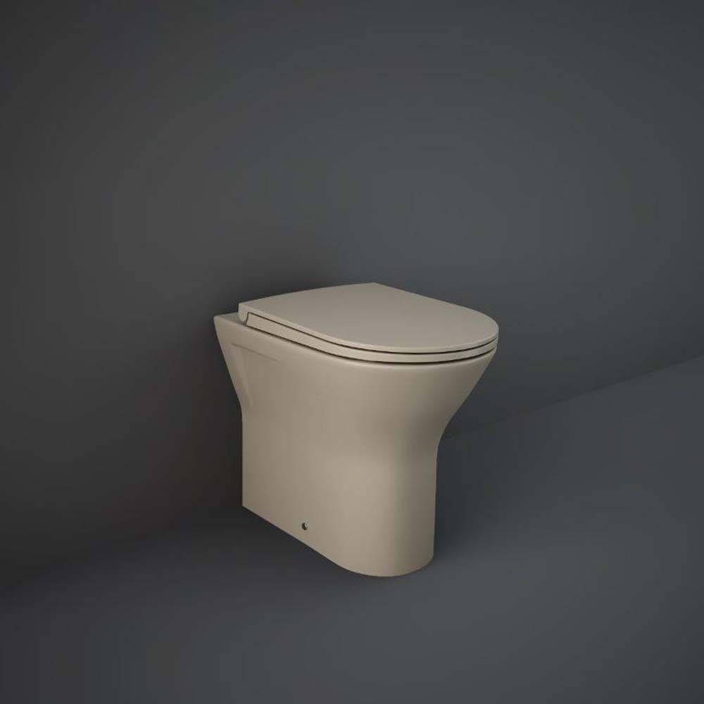 RAK Feeling - Matt Cappuccino Modern Rimless Back to Wall Toilet with Soft Close Seat