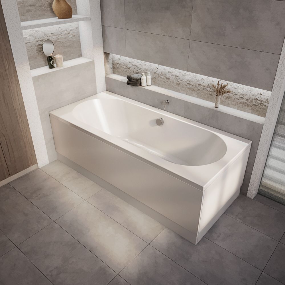 Milano Ballam - 1700mm x 700mm Modern Round Double Ended Bath - Choice of Panels