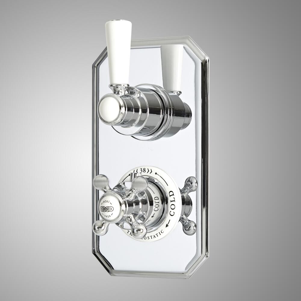 Milano Elizabeth - Traditional Concealed Thermostatic Twin Diverter Shower Valve - Chrome and White