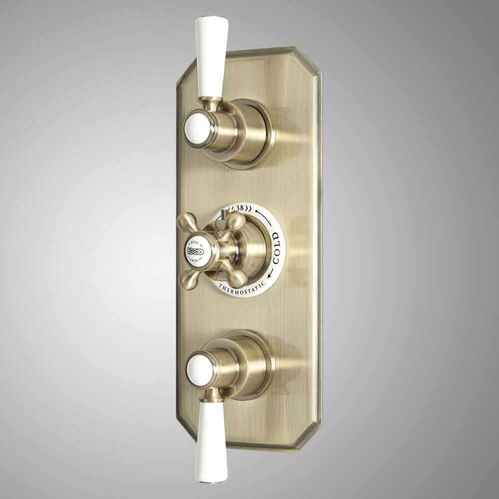 Milano Elizabeth - Traditional Concealed Thermostatic Triple Diverter Shower Valve - Brushed Gold