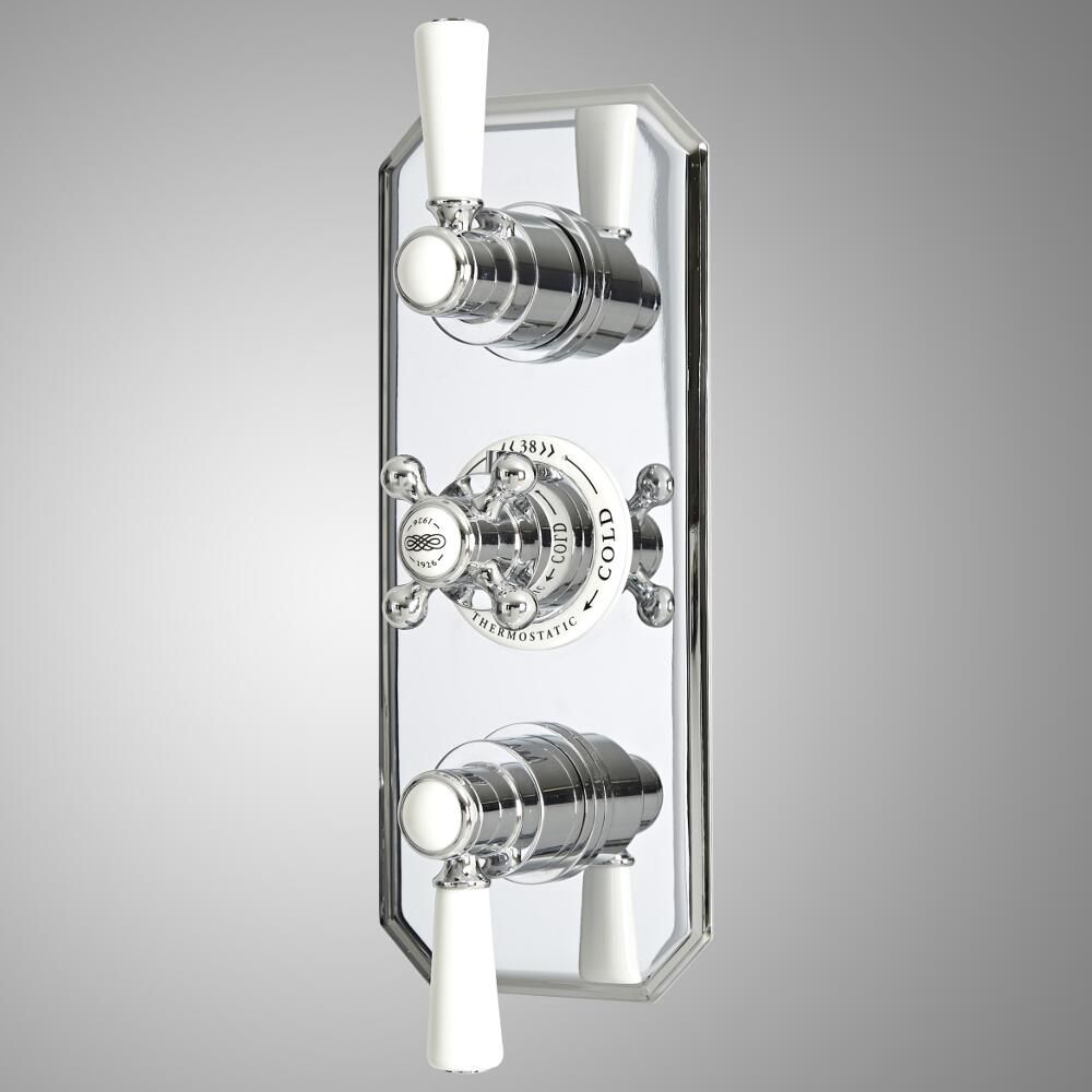 Milano Elizabeth - Traditional Concealed Thermostatic Triple Shower Valve - Chrome and White
