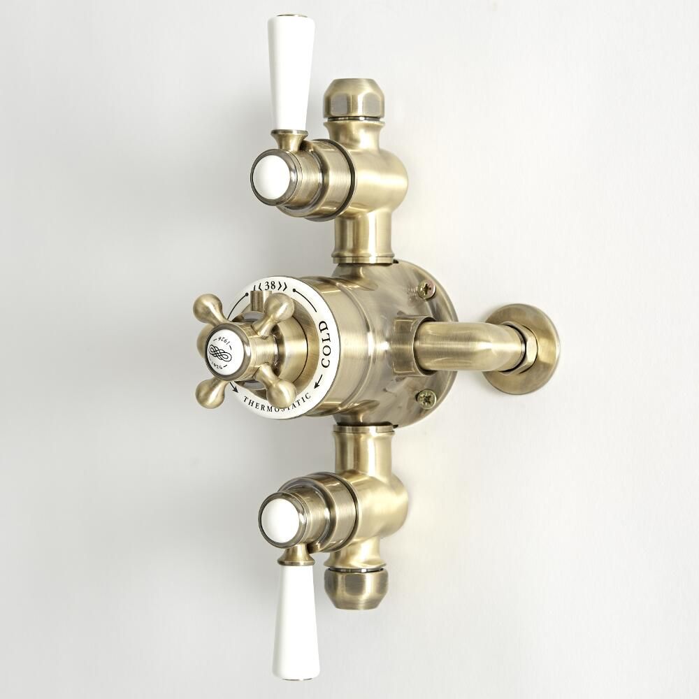 Milano Elizabeth - Traditional Triple Exposed Thermostatic Shower Valve - Brushed Gold