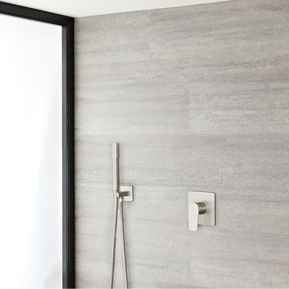 Milano Ashurst - Brushed Nickel Shower with Pencil Hand Shower Kit (1 Outlet)