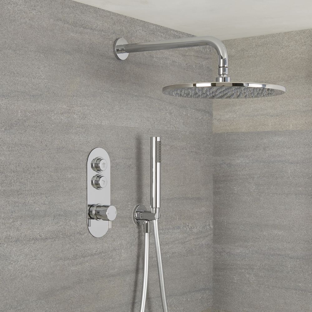 Milano Orta - Chrome Thermostatic Shower with Shower Head and Hand Shower (2 Outlet)