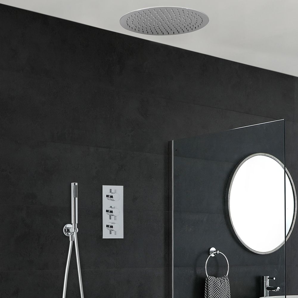 Milano Mirage - Chrome Thermostatic Shower with Recessed Shower Head and Hand Shower (2 Outlet)