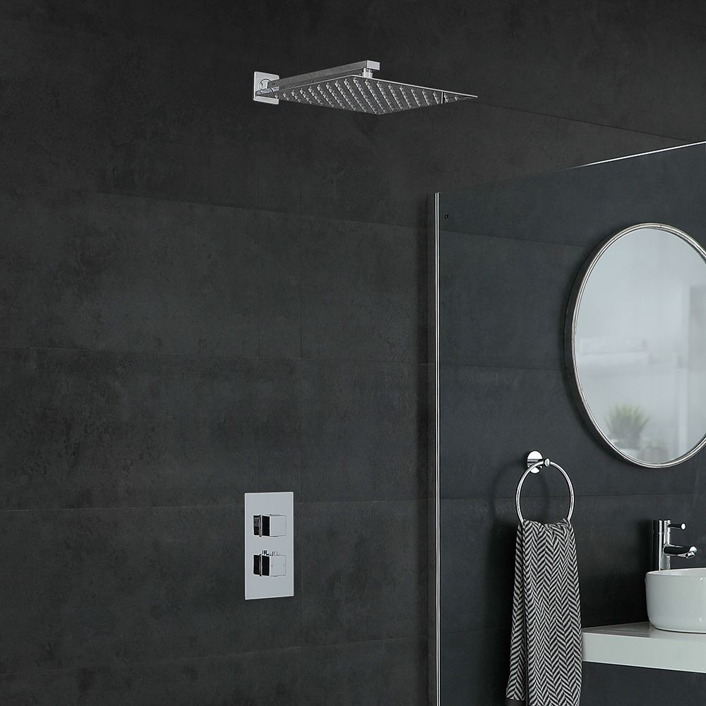 Milano Arvo - Chrome Thermostatic Shower with Wall Mounted Shower Head (1 Outlet)