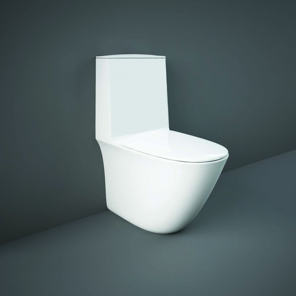 RAK Sensation - Gloss White Modern Close Coupled Rimless Toilet with Soft Close Seat