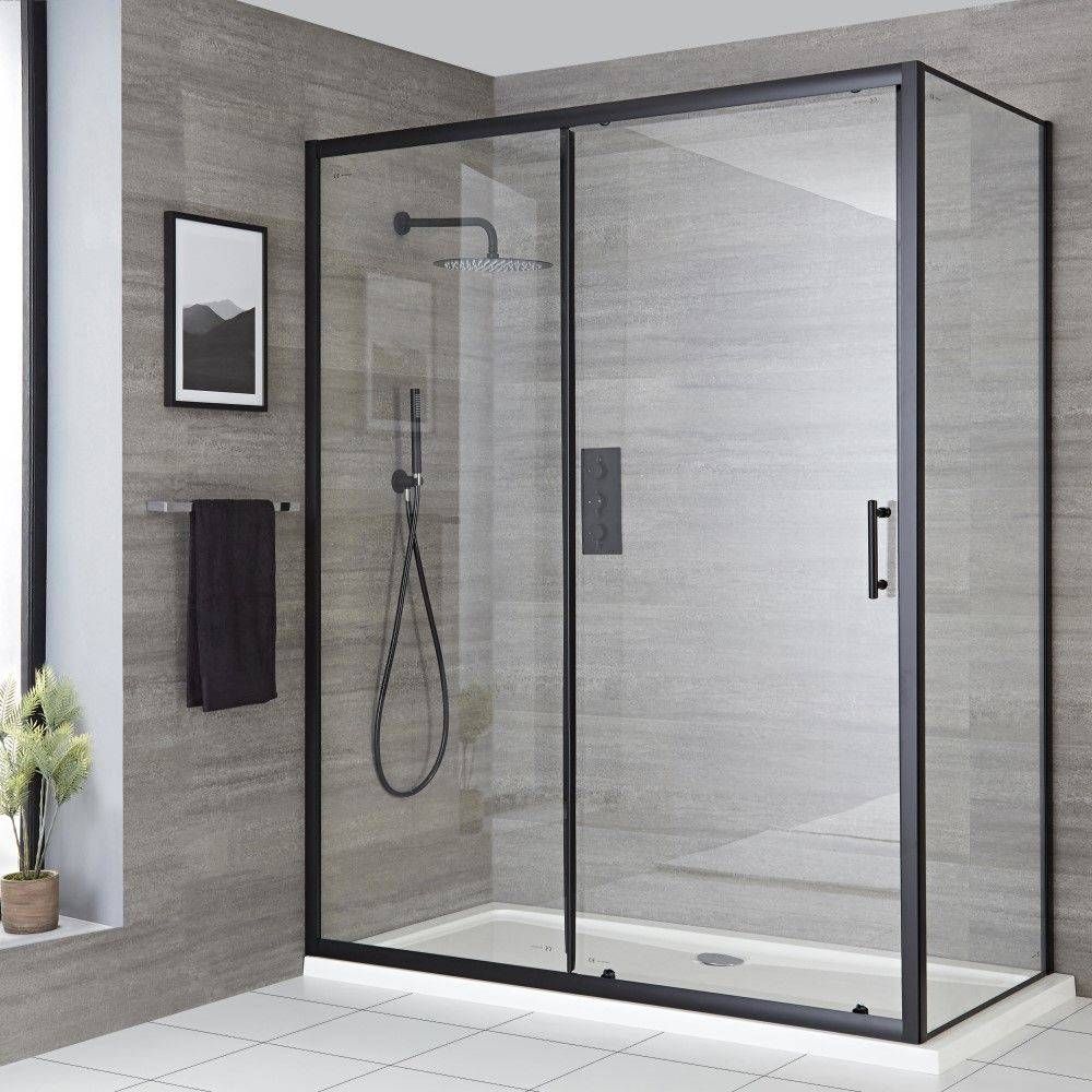Milano - Sliding Shower Door - Choice of Finish, Size and Side Panel