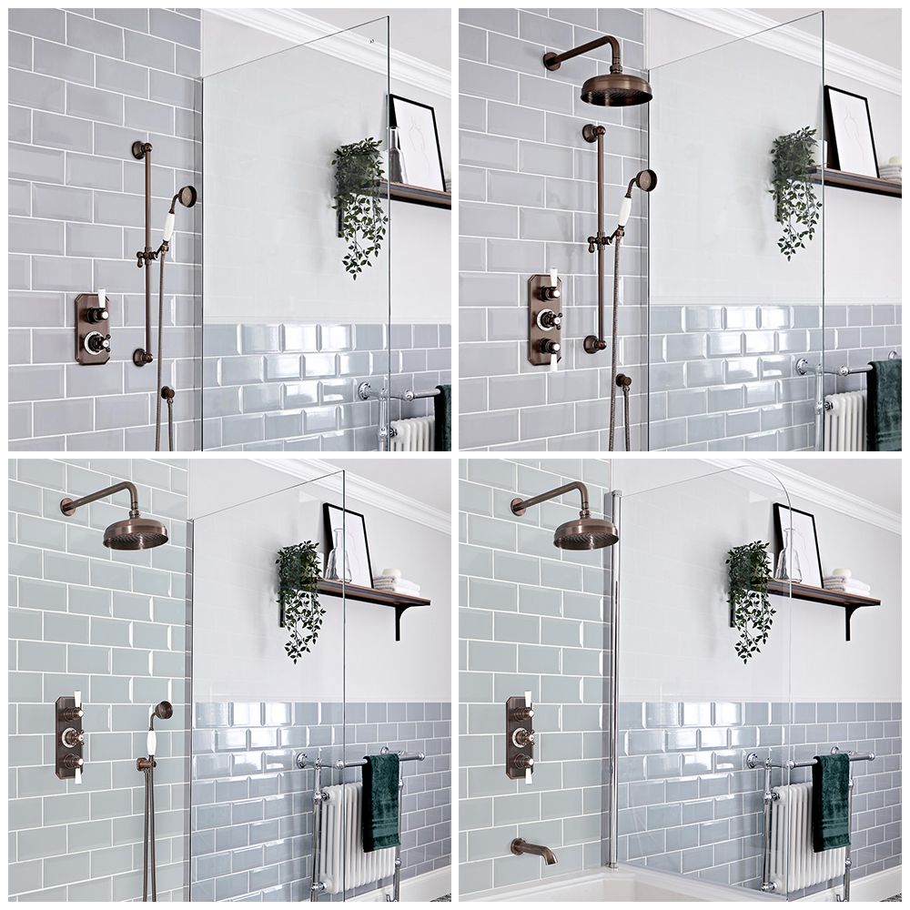 Milano Elizabeth - Oil Rubbed Bronze Thermostatic Shower Bath System - Choice of Outlets