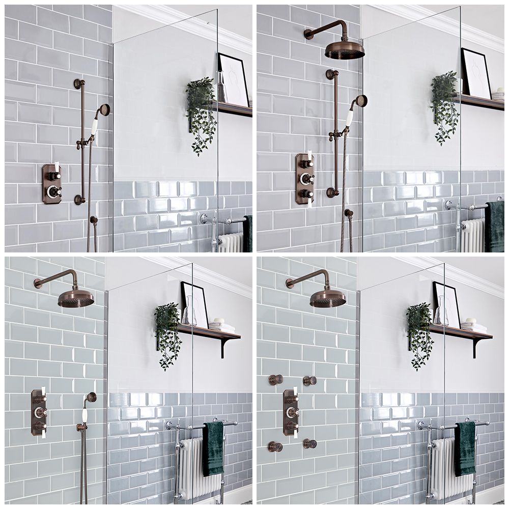 Milano Elizabeth - Oil Rubbed Bronze Thermostatic Shower System - Choice of Outlets