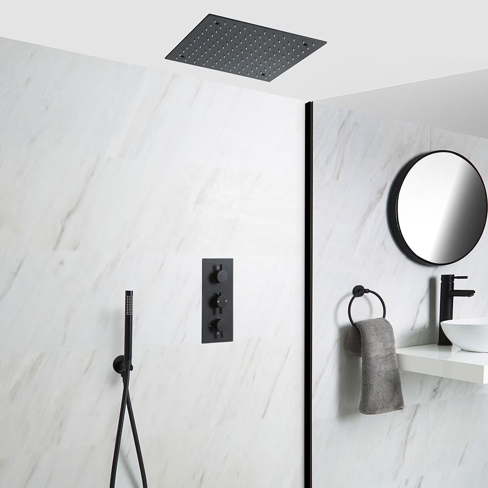 Milano Nero - Black Thermostatic Shower System - Choice of Outlets