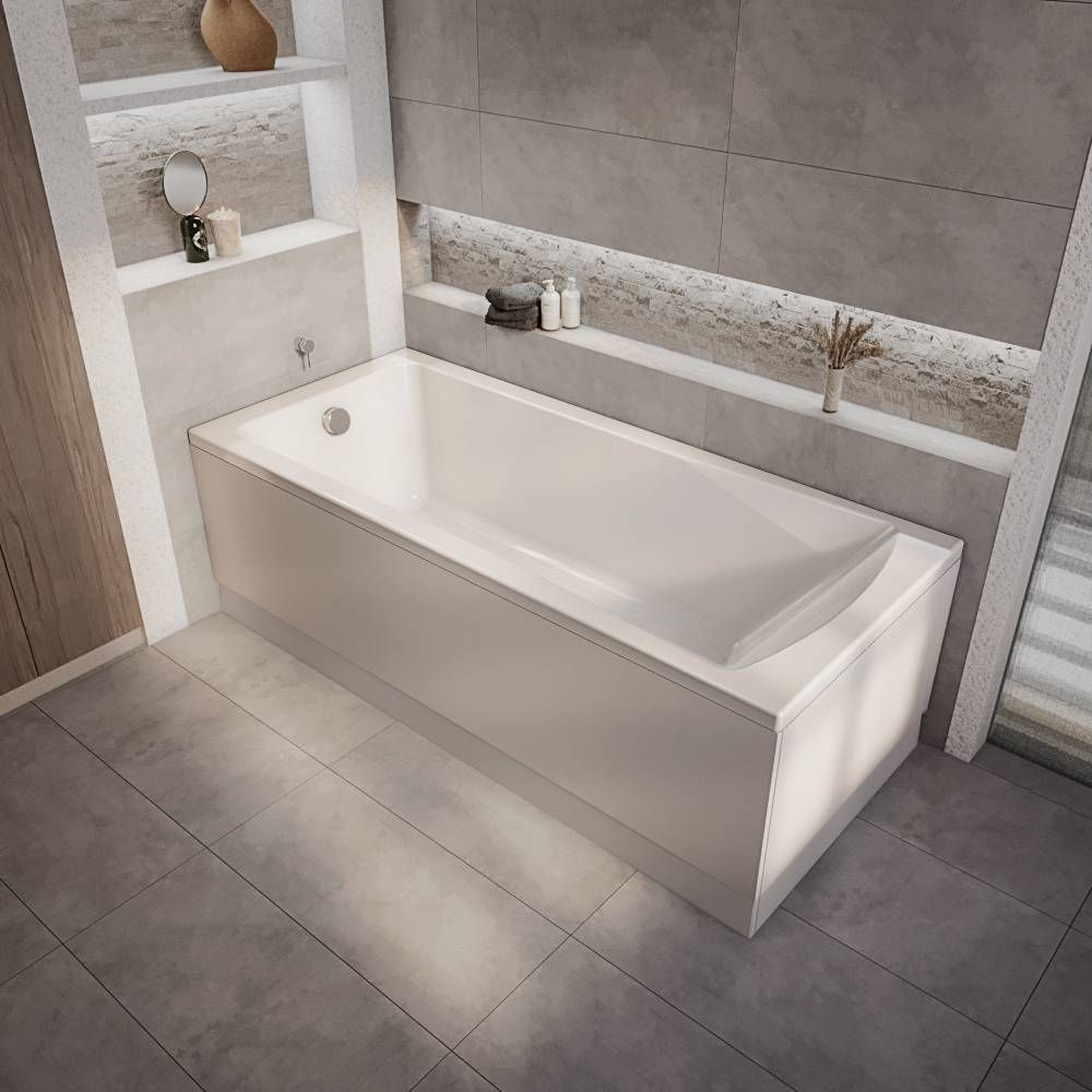Milano Elswick - Modern Square Single Ended Standard Bath - Choice of Size and Premium Panels