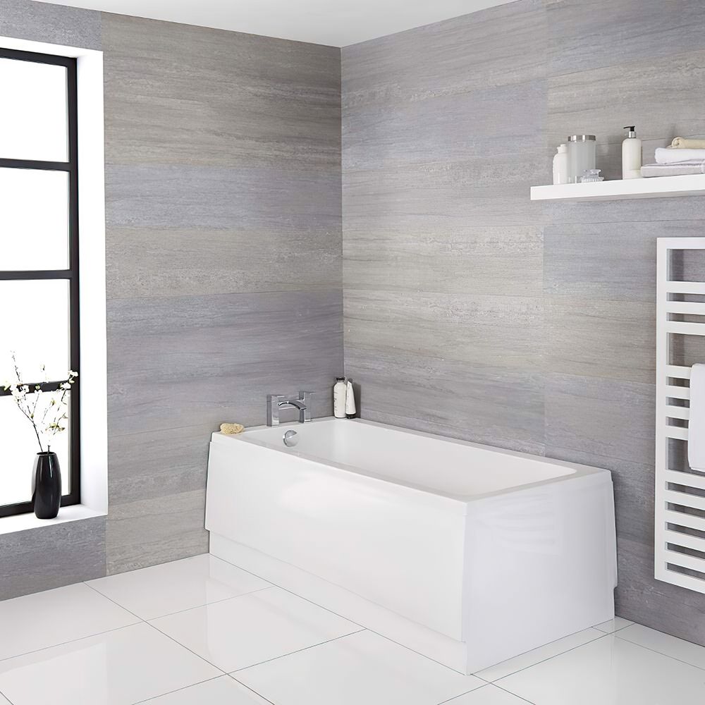 Milano Elswick - White Modern Standard Single Ended Bath - Choice of Sizes