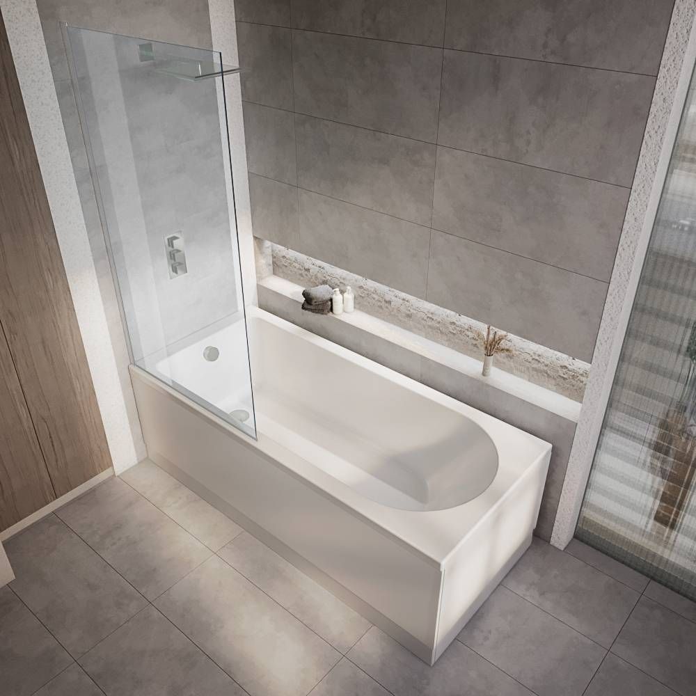 Milano Ballam - Modern Round Single Ended Shower Bath with Chrome Bath Screen - Choice of Size and Panels