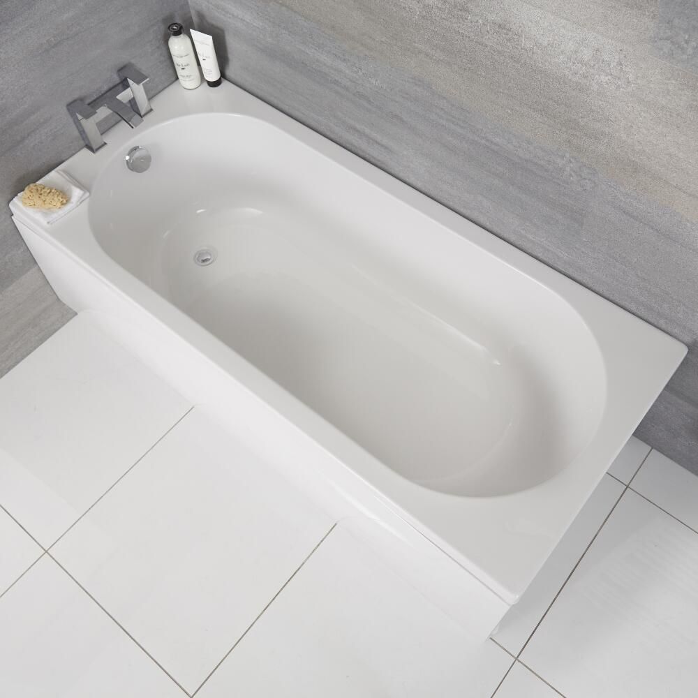 Milano Ballam - White Modern Round Single Ended Standard Bath - 1700mm x 750mm