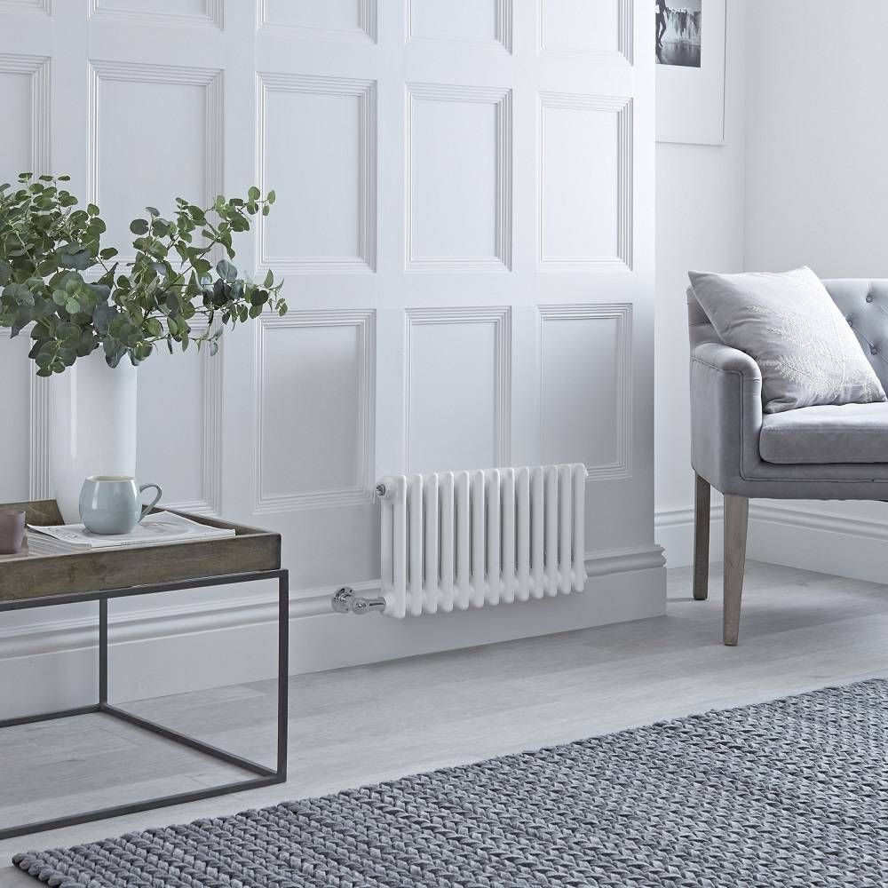 Milano Windsor - Traditional White Horizontal Double Column Electric Radiator - 300mm x 605mm - with Choice of Wi-Fi Thermostat