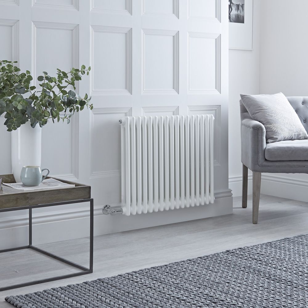 Milano Windsor - Traditional White Horizontal Double Column Electric Radiator - 600mm x 785mm - with Choice of Wi-Fi Thermostat