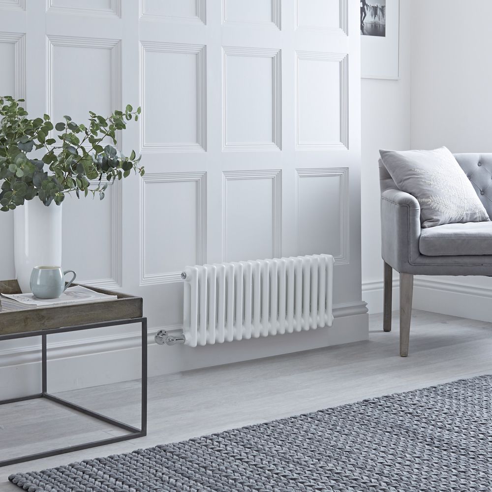 Milano Windsor - Traditional White Horizontal Double Column Electric Radiator - 300mm x 785mm - with Choice of Wi-Fi Thermostat