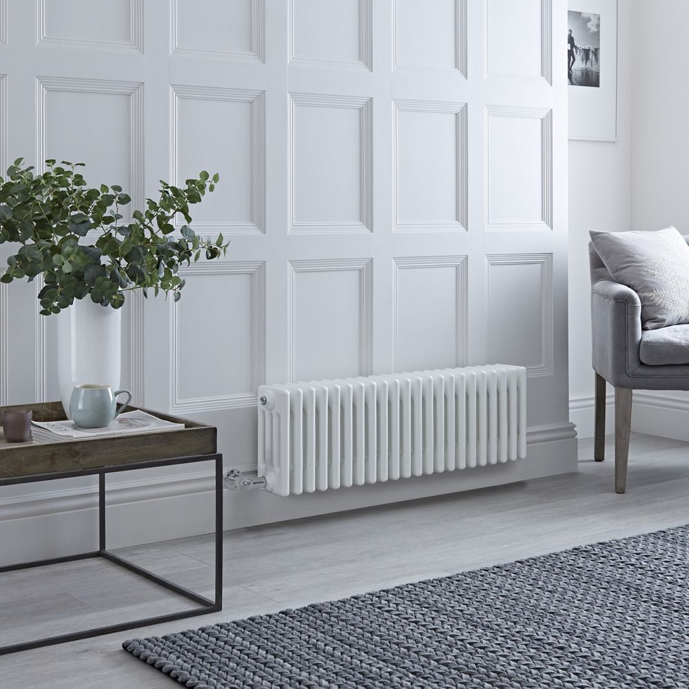 Milano Windsor - Traditional White Horizontal Four Column Electric Radiator - 300mm x 1010mm - with Choice of Wi-Fi Thermostat