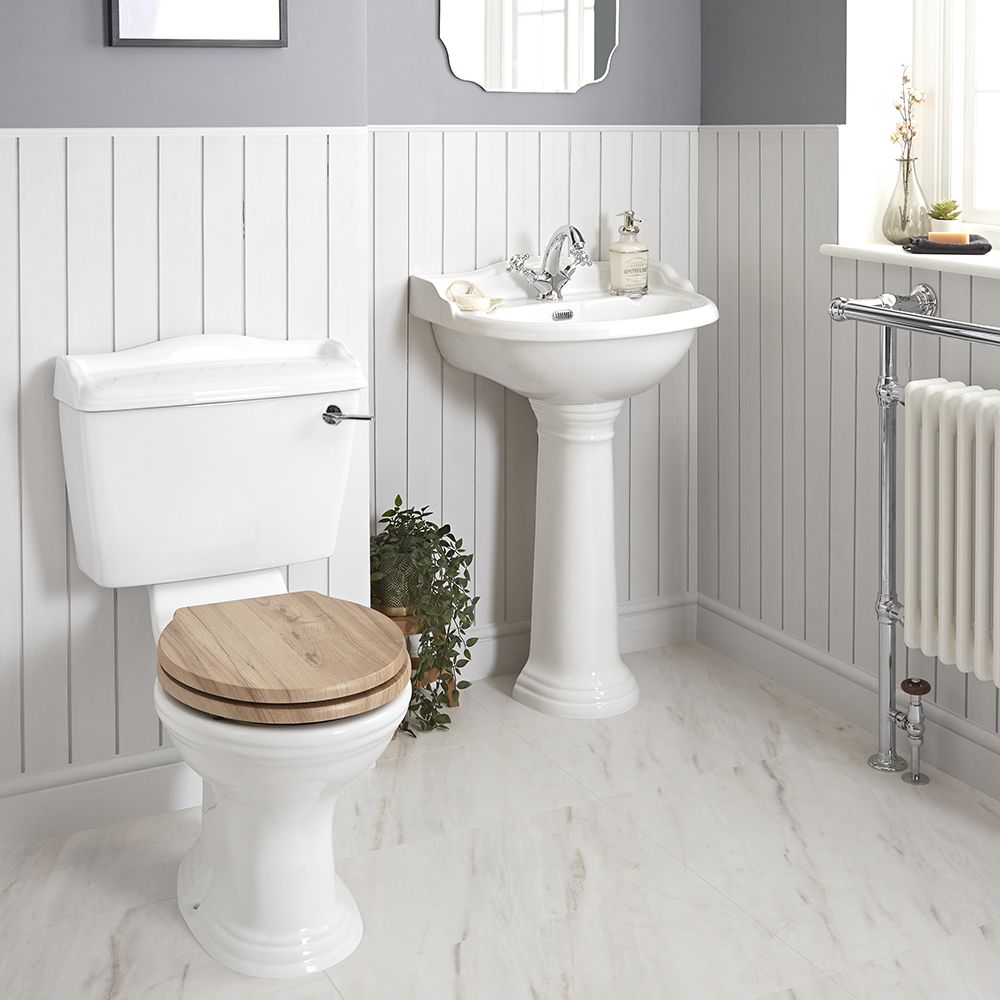 Milano Towneley - Traditional Close Coupled Toilet and Pedestal Basin Set