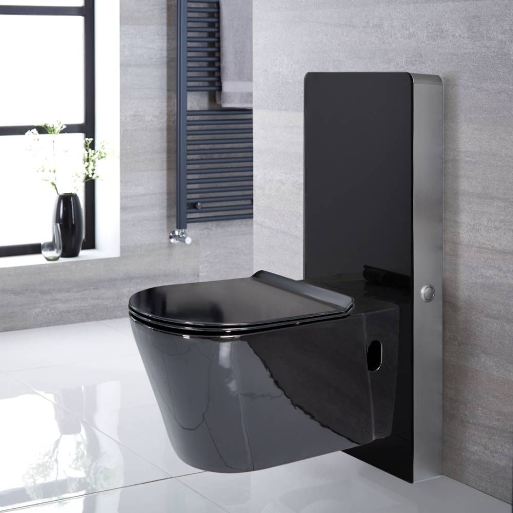 Milano Nero - Black Modern 500mm WC Unit with Wall Hung Toilet