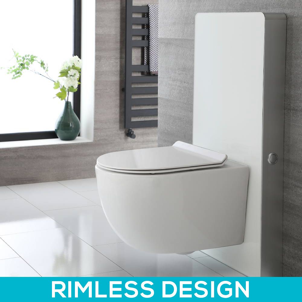 Milano Arca - White 500mm Compact WC Unit with Overton Rimless Toilet