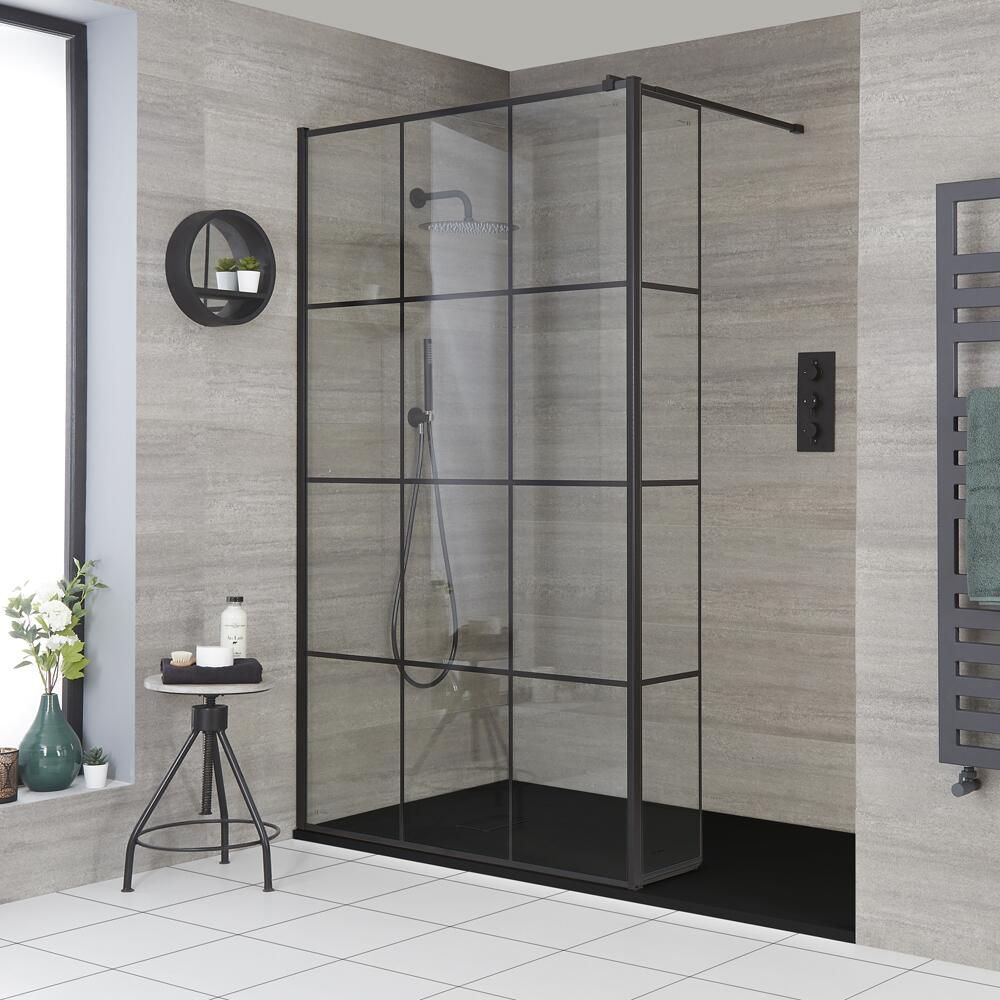 Milano Barq - Walk-In Shower Enclosure with Slate Tray and Hinged Return Panel - Choice of Sizes