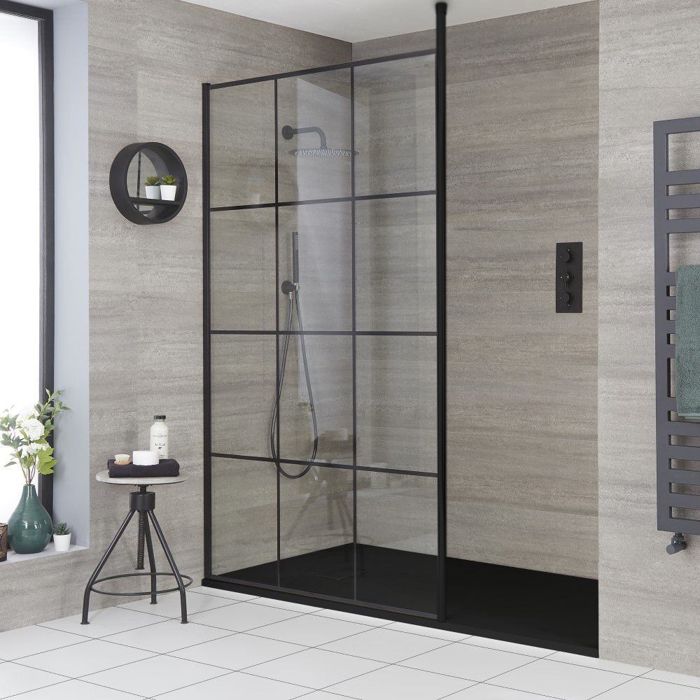 Milano Barq - Modern Walk-In Shower Enclosure with Slate Tray - Choice of Sizes