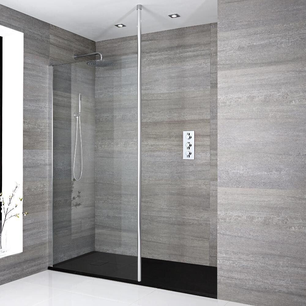 Milano Alto - Chrome Walk-In Shower Enclosure with Slate Tray - Choice of Size