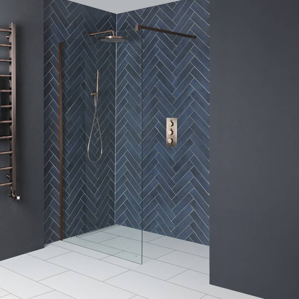 Milano Eris - 1950mm Wet Room Screen - Brushed Copper - Choice of Sizes