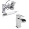 Milano Parade - Modern Waterfall Basin Tap with Matching Bath Mixer Tap and Hand Shower Set - Chrome