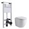 Milano Irwell - White Modern Rimless Wall Hung Toilet with Tall Wall Frame - Choice of Flush Plate