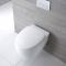 Milano Altham - White Modern Round Rimless Wall Hung Toilet with Soft Close Seat