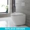 Milano Irwell - White Modern Round Rimless Wall Hung Toilet with Soft Close Seat