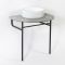 Milano Santo - Black Washstand with Woodstone Grey Countertop and 395mm Round Basin