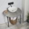 Milano Santo - Black Washstand with Woodstone Grey Countertop and 360mm Round Basin