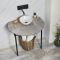 Milano Santo - Black Washstand with Woodstone Grey Countertop and 280mm Round Basin