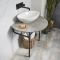 Milano Santo - Black Washstand with Woodstone Grey Countertop and 520mm Oval Basin