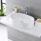 Milano Overton - White Modern Oval Countertop Basin with High Rise Mixer Tap - 575mm x 360mm