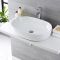 Milano Overton - White Modern Oval Countertop Basin with High Rise Mixer Tap - 590mm x 425mm