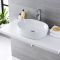 Milano Overton - White Modern Oval Countertop Basin with High Rise Mixer Tap - 480mm x 350mm