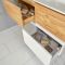 Milano Oxley - Oak and White L-Shape 1200mm Wall Hung Vanity Unit with Double Basin