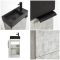 Milano Lurus - Concrete Grey 400mm Compact Freestanding Cloakroom Vanity Unit and Black Basin - Choice of Handles