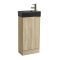 Milano Lurus - Oak 400mm Compact Freestanding Cloakroom Vanity Unit and Black Basin - Choice of Handles