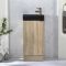Milano Lurus - Oak 400mm Compact Freestanding Cloakroom Vanity Unit and Black Basin - Choice of Handles