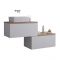 Milano Oxley - White and Golden Oak 1400mm Wall Hung Stepped Vanity Unit with Countertop Basin