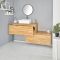 Milano Oxley - Golden Oak 1600mm Wall Hung Stepped Vanity Unit with Countertop Basin