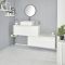 Milano Oxley - White 1600mm Wall Hung Stepped Vanity Unit with Countertop Basin